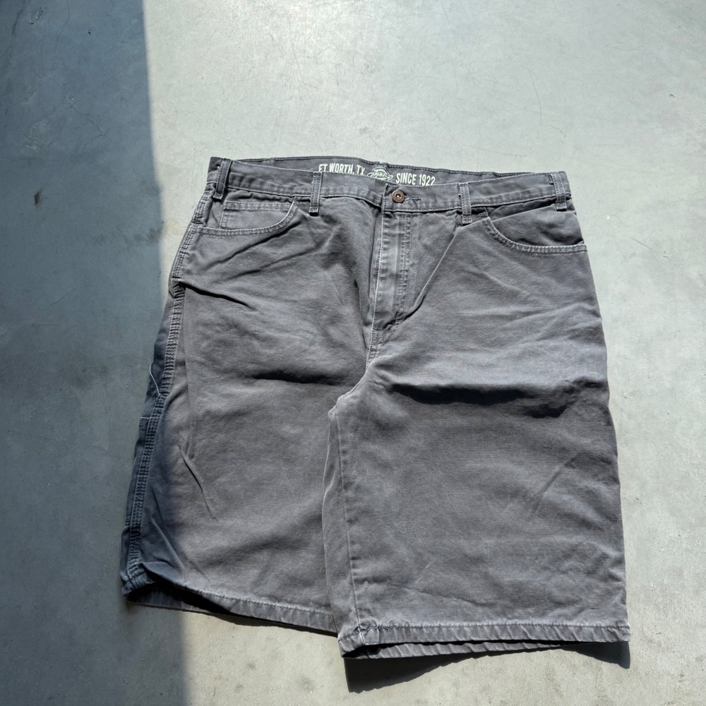 Dickies Mens Gray Loose Fit Carpenter Shorts Canvas Workwear 36x14 Utility